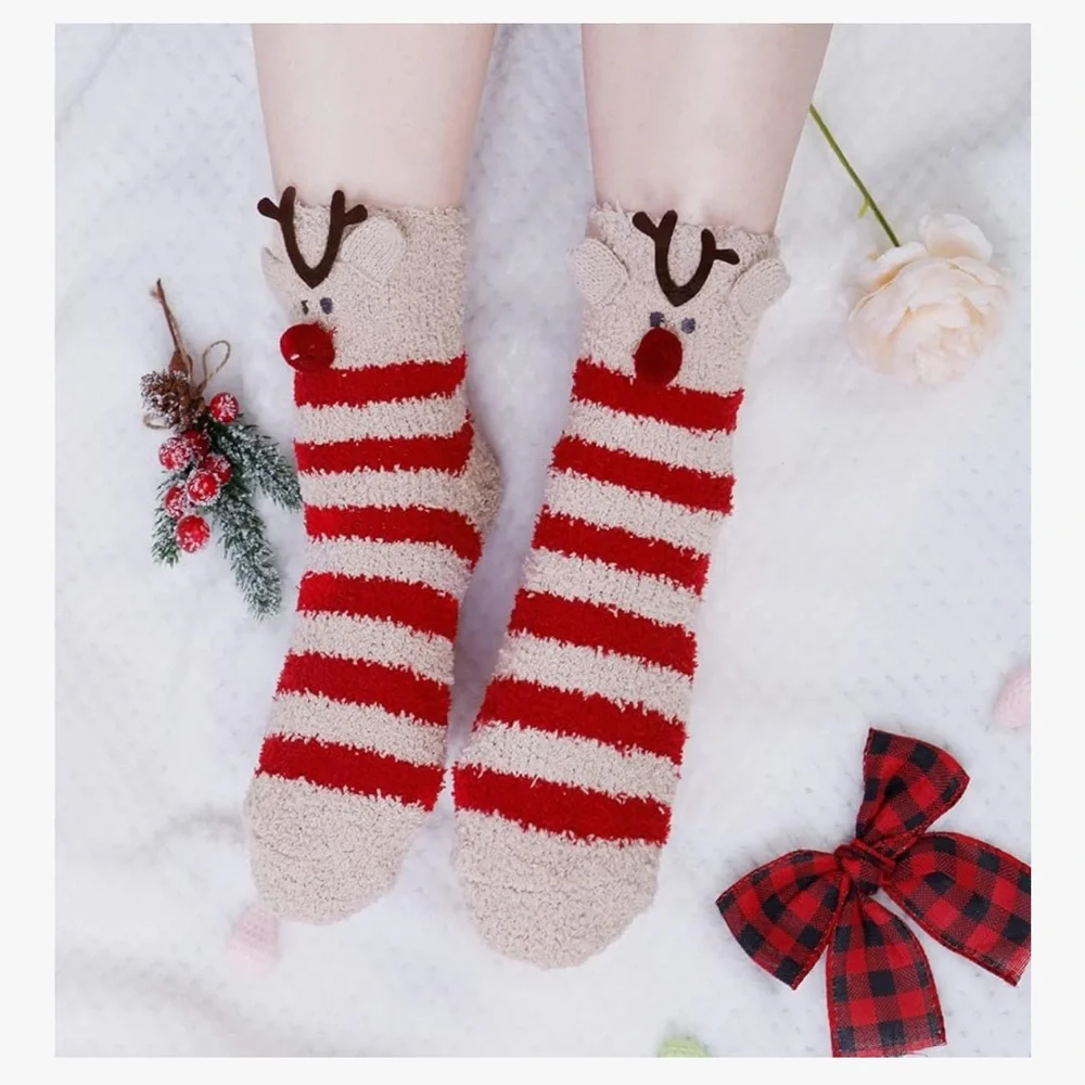 🆕 3 Pairs Womens Fuzzy Socks Cozy Winter Warm Fluffy Soft Cute Animal